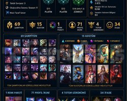 EUW | Platin Geçmiş | 69 Şampiyon | 15 Kostüm