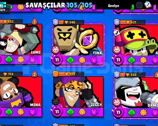 Brawl stars hesap 105 hero hepsi var