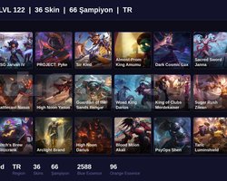 TR / 122 LVL + 36 SKİN + UNRANKED !!