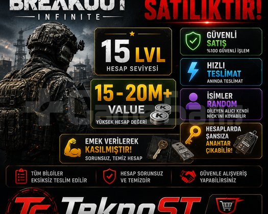 ARENA BREAKOUT İNFİNİTE 15-LVL 15-20M VALUE HESAP