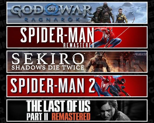 Ragnarök +Spider 1 +Sekiro +Spider 2 +TLOU2