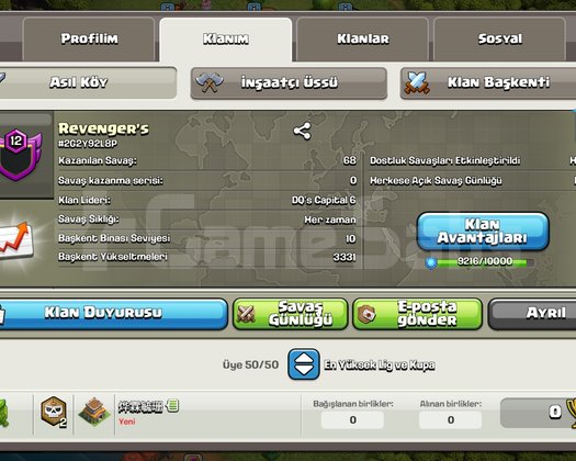 12 lvl güzel isimli şampiyon 3 başkent max