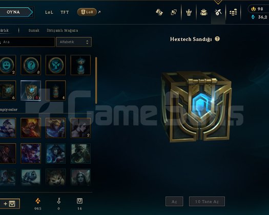90  SKİN 315 LVL GOLD 3 +30 LP 134 ŞAMPİYON S10
