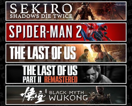 Sekiro +Spider 2 +TLOU1 +2 +Wukong