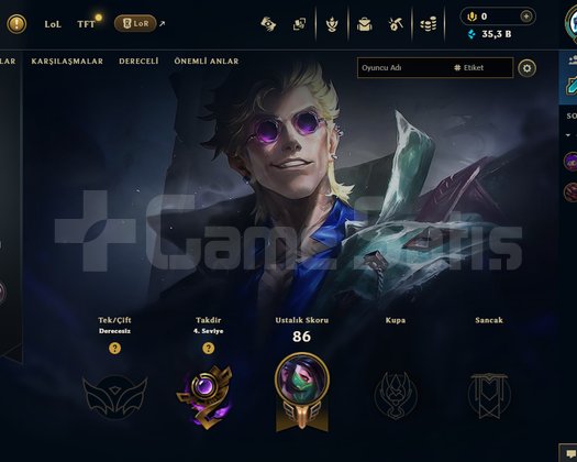 30 LVL BOL KOSTÜMLÜ UNRANKED HESAP HANDMADE!