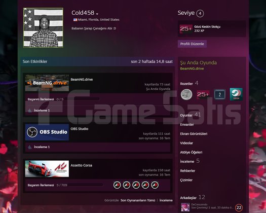 STEAM HESAP ACİL SATILIK