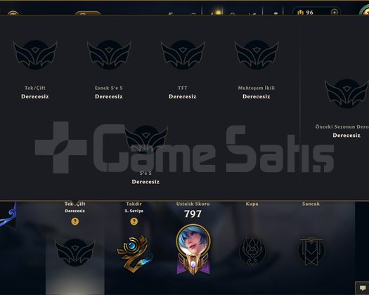 601 KOSTÜM 509 LVL UNRANKED EFSANE MAİL HESAP