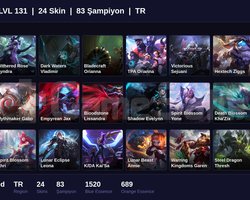 TR / 131 LVL + 24 SKİN + UNRANKED !!
