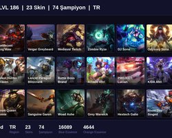 TR / 186 LVL + 23 SKİN + UNRANKED !!