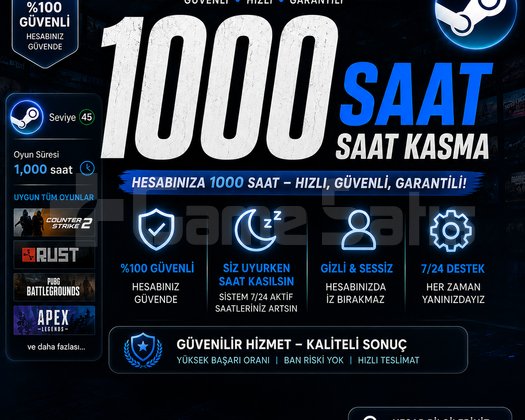 Steam Oyun Saati Kasma Hizmeti - 1000 Saat