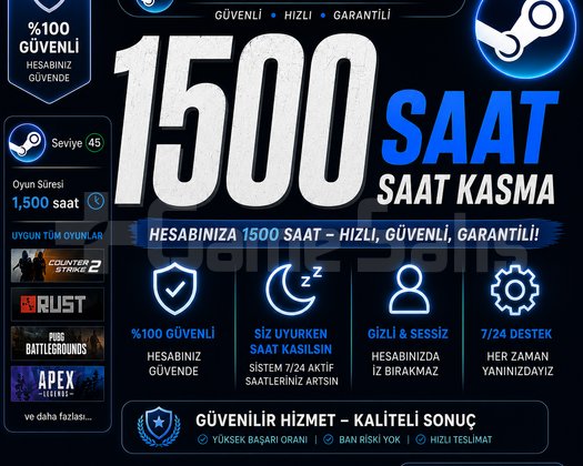 Steam Oyun Saati Kasma Hizmeti - 1500 Saat