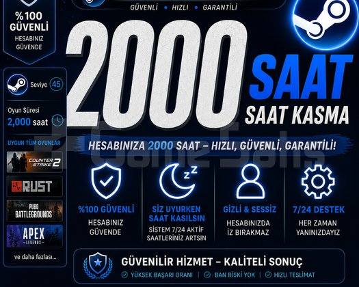 Steam Oyun Saati Kasma Hizmeti - 2000 Saat