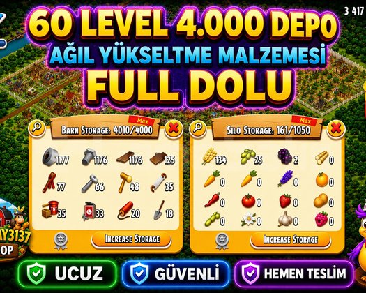 60 LEVEL 4000 DEPO FULL AĞIL DOLU GARANTİLİ