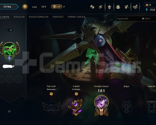 UNRANKED DERECELİ HAZIR FRESH ACC 8 SKİN 60 CHAMP