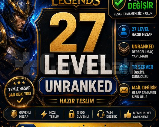 27 LEVEL LOL HESABI | UNRANKED | MAIL DEĞİŞİR |