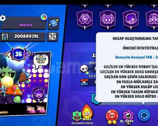 EFSANE BRAWL STARS HESABI