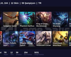 TR / 104 LVL + 12 SKİN + UNRANKED !!