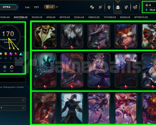 358 LVL + 170 KOSTÜM + 167 HERO + GOLD 1 + MAİL!