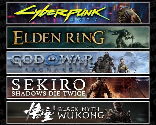 Cyberpunk +Elden +Ragnarök +Sekiro +Wukong