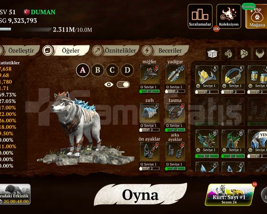 The wolf 51 seviye kaliteli hesap