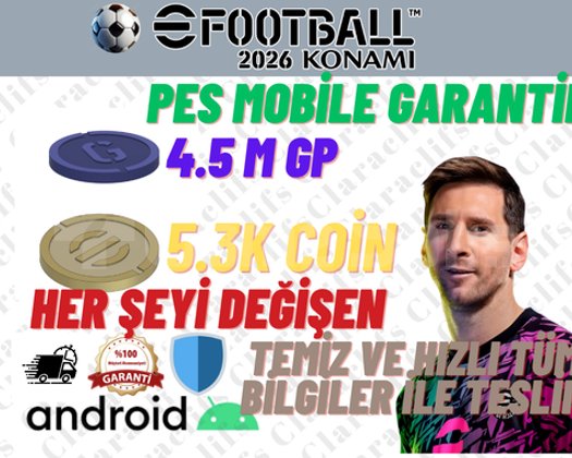 EFOOTBALL ANDROID 5.3K COIN + 4.5M GP TERTEMİZ