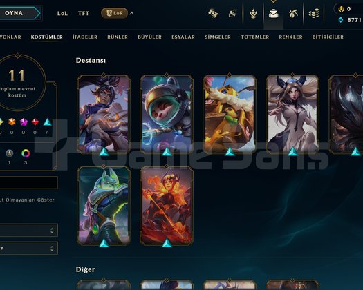 TR LoL Hesabı | Platin 2 | 72 Şampiyon | 11 Kostüm