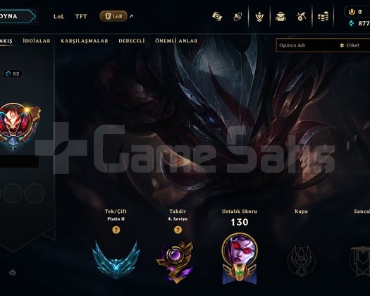 TR LoL Hesabı | Platin 2 | 72 Şampiyon | 11 Kostüm
