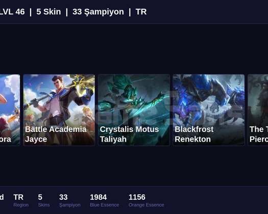 TR / 46 LVL + 5 SKİN + UNRANKED !!