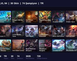 TR / 94 LVL + 30 SKİN + DEMİR MMR !!