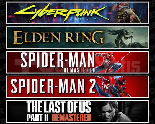 Cyberpunk +Elden +Spider 1 +2 +TLOU2