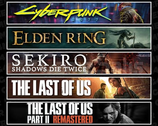 Cyberpunk +Elden +Sekiro +TLOU1 +2