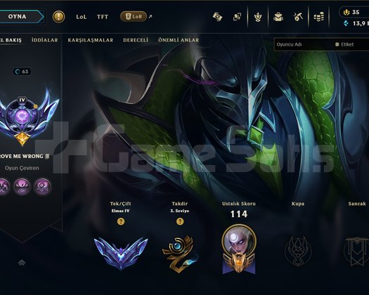 TR // DIA 4 63 WR // 19 SKIN // +30 -10 GELIYOR