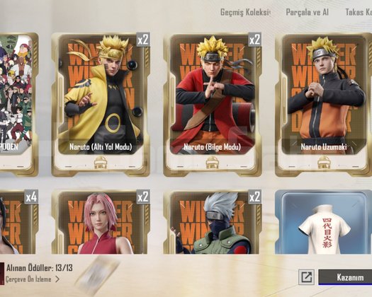Naruto Koleksiyon Kartları Tanesi 25 TL