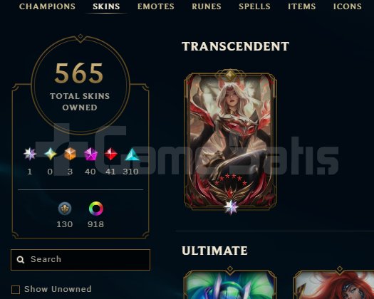 Ölümsüzleştirilmiş Efsane Ahri+565 skin, 918 renk