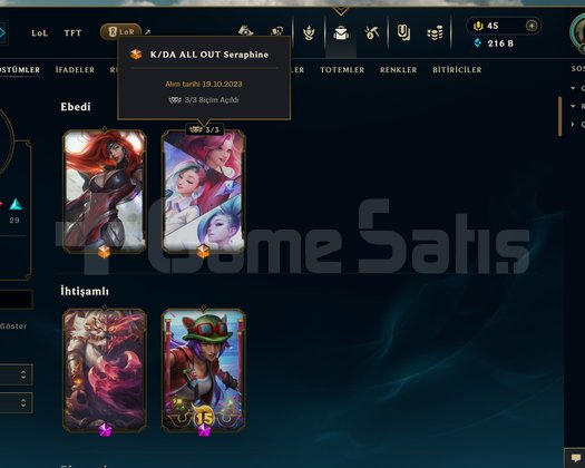 TR - LVL 562 - ZÜMRÜT 3 - SKIN 91 - ÖZ 216K -2018