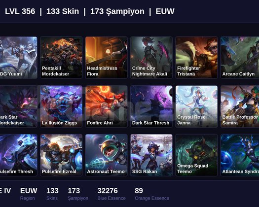 EUW / 356 LVL + 133 SKİN + BRONZE IV !!