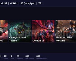 TR / 34 LVL + 4 SKİN + UNRANKED + FRESH !!