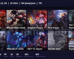 TR / 93 LVL + 10 SKİN + UNRANKED !!