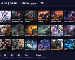 TR / 98 LVL + 58 SKİN + UNRANKED !!