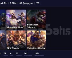 TR / 51 LVL + 6 SKİN + GOLD MMR + RANK HAZIR !!