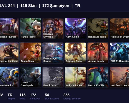 TR / 244 LVL + 115 SKİN + SILVER IV !!