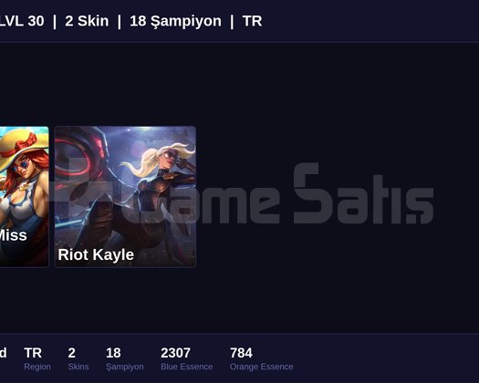 TR / 30 LVL + 2 SKİN + UNRANKED + FRESH !!