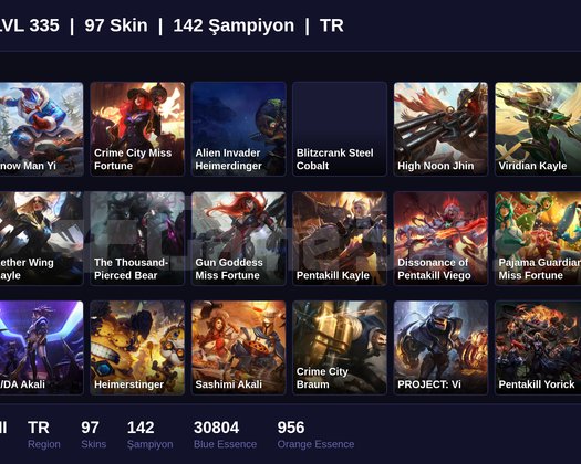 TR / 335 LVL + 97 SKİN + SILVER II !!