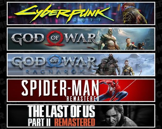 Cyberpunk +GOW +Ragnarök +Spider 1 +TLOU2
