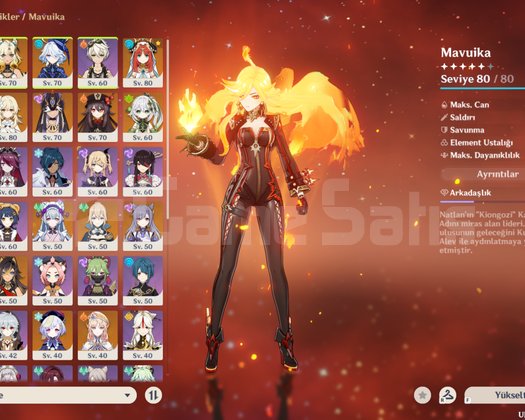 genshin impact mavuika c1+16 adet 5 star hesap