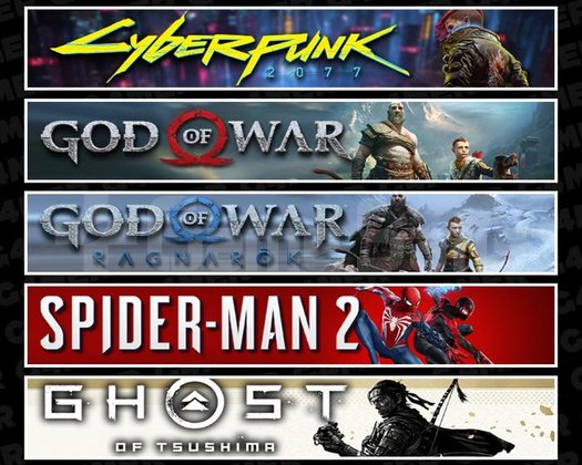 Cyberpunk +GOW +Ragnarök +Spider 2 +Tsushima