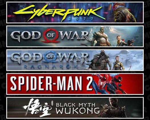 Cyberpunk +GOW +Ragnarök +Spider 2 +Wukong