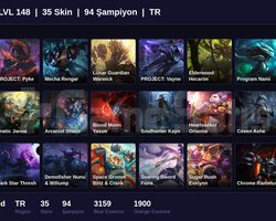 TR / 148 LVL + 35 SKİN + UNRANKED !!
