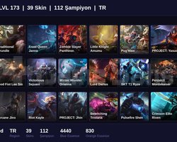 TR / 173 LVL + 39 SKİN + UNRANKED !!