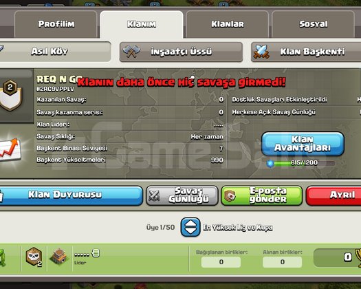 KLAN SAVAŞLARI YAPİLMADAN SV2.5 KLAN BASKENT 7 SV
